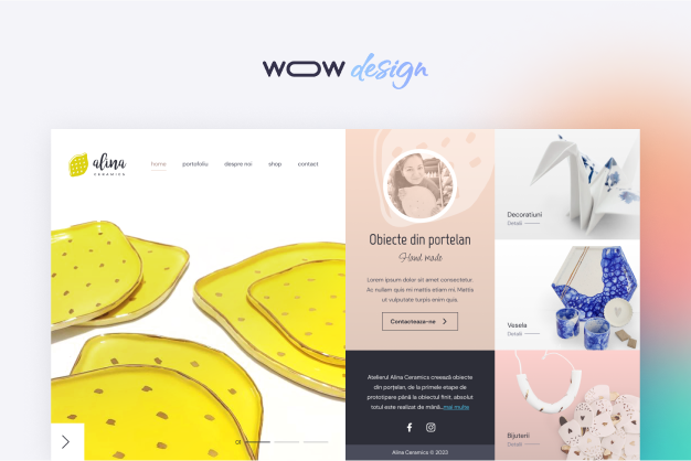 online shop design for sale of hand made ceramic items